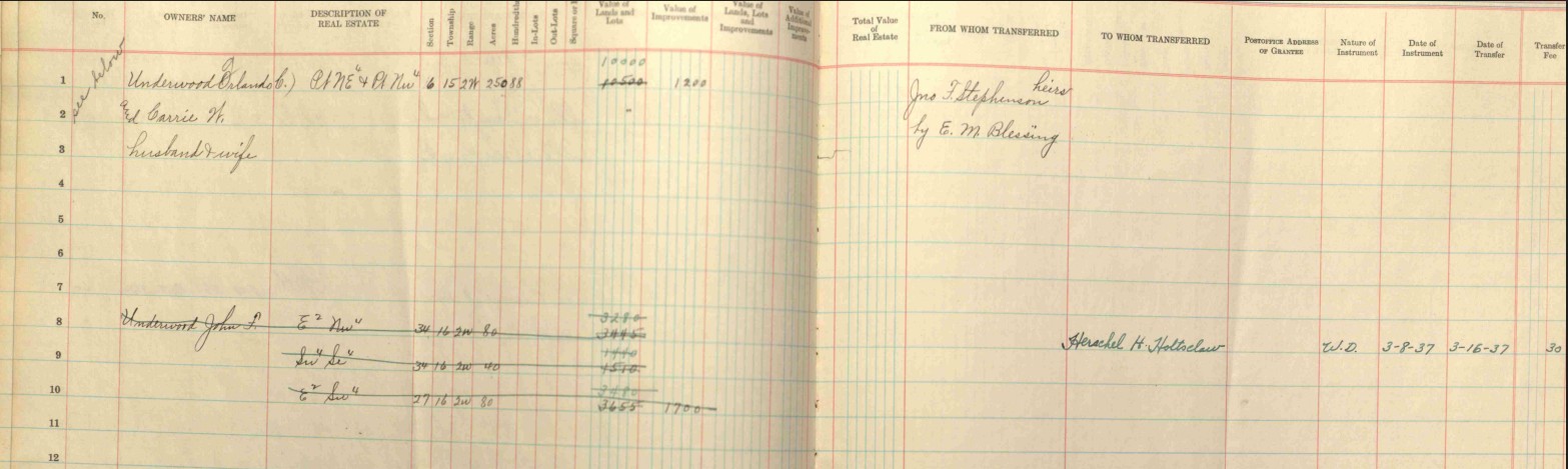 Underwood to Holtsclaw 1937