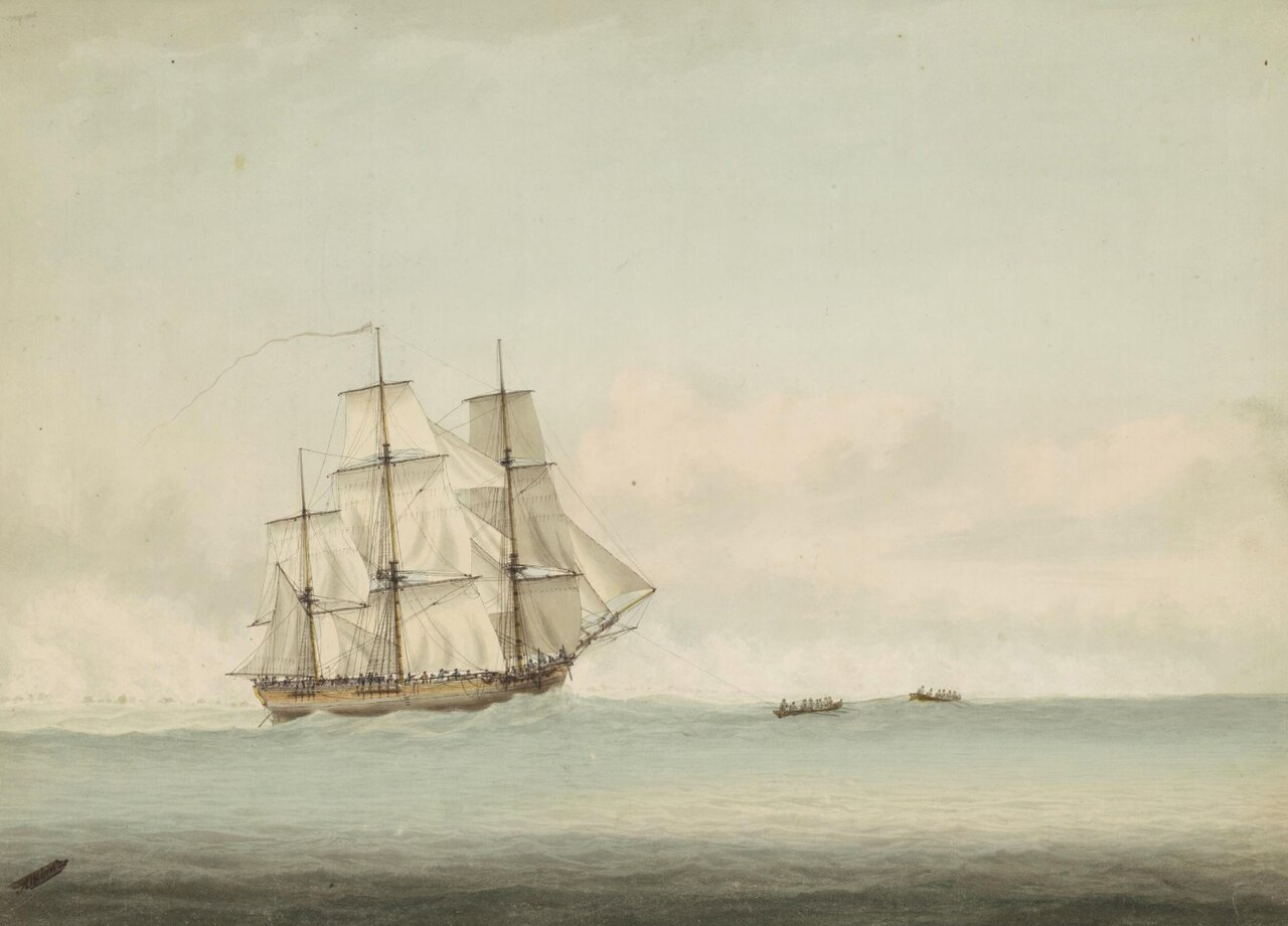 Period sailing ship similar to the Endeavor of London, 1683